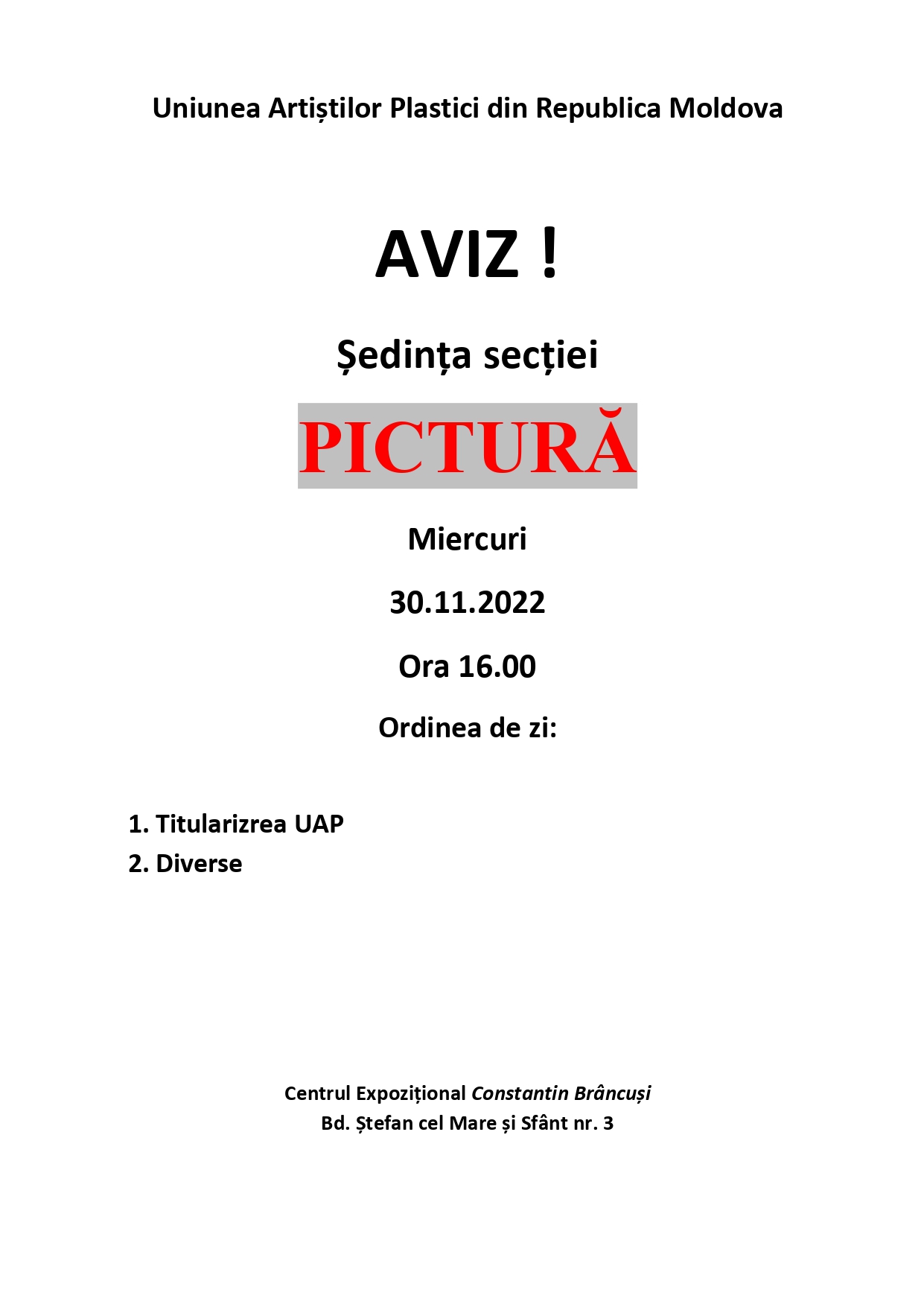 Ședința secției Pictură 30.11.2022