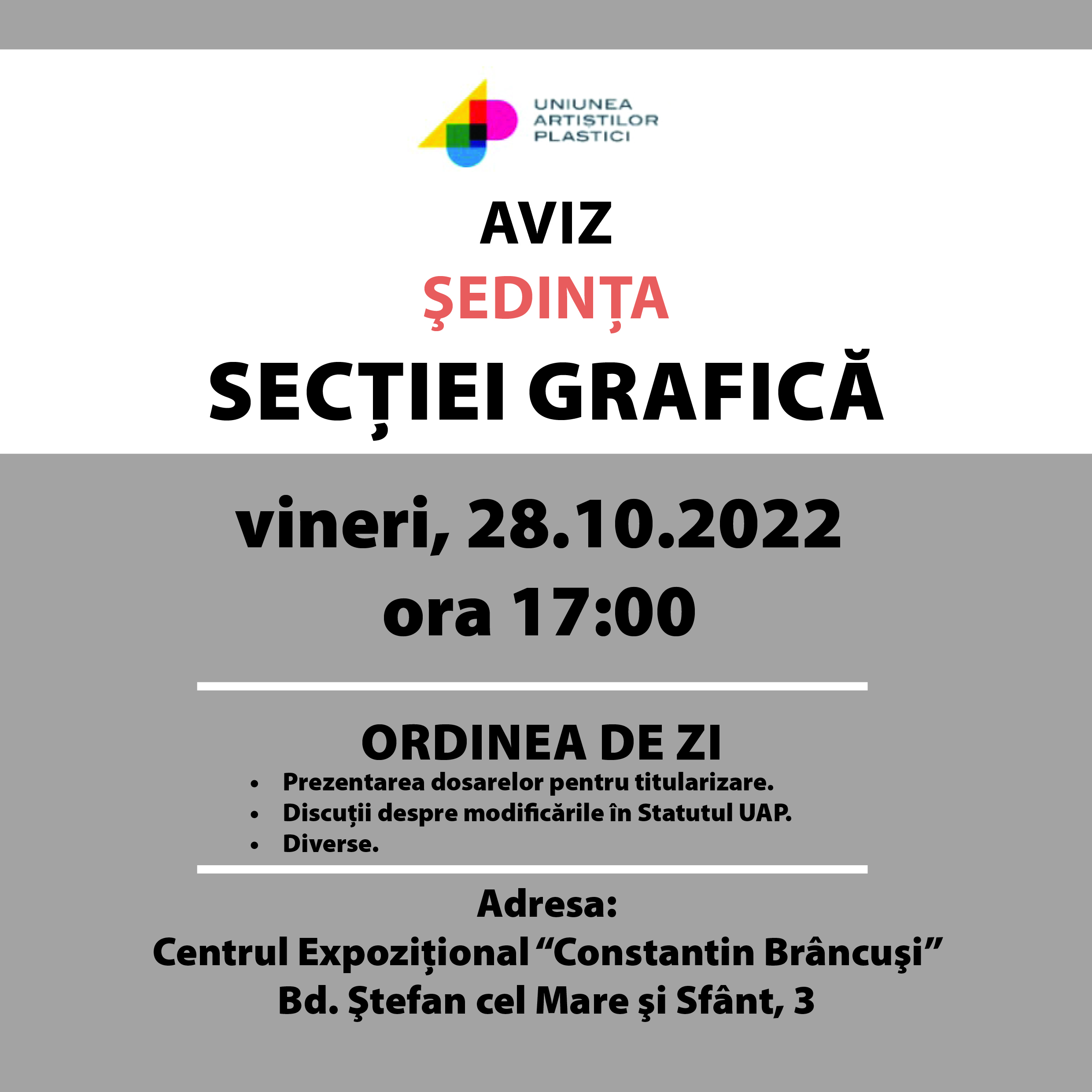 Aviz. Ședinața secției Grafică