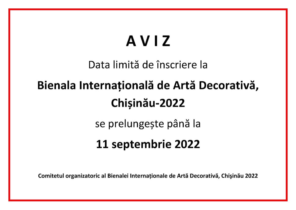 Anunț. Bienala Internațională de Artă Decorativă - 2022